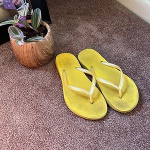 Well Worn Yellow summer flip flops
